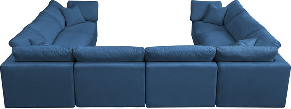 Plush Velvet / Down / Engineered Wood / Foam Contemporary Navy Velvet Standard Cloud-Like Comfort Modular Sectional - 140" W x 105" D x 32" H