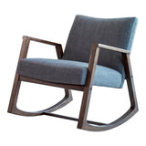 Modern Upholstered Rocking Chair with Wooden Arm Grey and Walnut