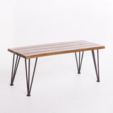Noble House Geania Indoor Industrial Rustic Finshed Iron and Teak Finished Acacia Wood Coffee Table