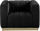 Marlon Velvet / Engineered Wood / Stainless Steel / Foam Contemporary Black Velvet Chair - 38.5" W x 34" D x 28" H