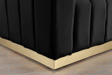 Marlon Velvet / Engineered Wood / Stainless Steel / Foam Contemporary Black Velvet Loveseat - 62.5" W x 34" D x 28" H