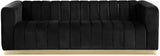 Marlon Velvet / Engineered Wood / Stainless Steel / Foam Contemporary Black Velvet Sofa - 86.5" W x 34" D x 28" H