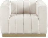 Marlon Velvet / Engineered Wood / Stainless Steel / Foam Contemporary Cream Velvet Chair - 38.5" W x 34" D x 28" H