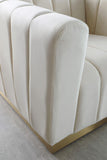 Marlon Velvet / Engineered Wood / Stainless Steel / Foam Contemporary Cream Velvet Chair - 38.5" W x 34" D x 28" H