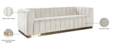 Marlon Velvet / Engineered Wood / Stainless Steel / Foam Contemporary Cream Velvet Sofa - 86.5" W x 34" D x 28" H