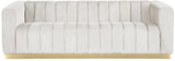 Marlon Velvet / Engineered Wood / Stainless Steel / Foam Contemporary Cream Velvet Sofa - 86.5" W x 34" D x 28" H