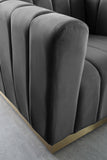 Marlon Velvet / Engineered Wood / Stainless Steel / Foam Contemporary Grey Velvet Chair - 38.5" W x 34" D x 28" H