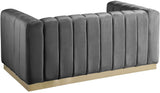 Marlon Velvet / Engineered Wood / Stainless Steel / Foam Contemporary Grey Velvet Loveseat - 62.5" W x 34" D x 28" H