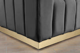 Marlon Velvet / Engineered Wood / Stainless Steel / Foam Contemporary Grey Velvet Loveseat - 62.5" W x 34" D x 28" H