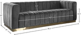 Marlon Velvet / Engineered Wood / Stainless Steel / Foam Contemporary Grey Velvet Sofa - 86.5" W x 34" D x 28" H