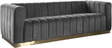 Marlon Velvet / Engineered Wood / Stainless Steel / Foam Contemporary Grey Velvet Sofa - 86.5" W x 34" D x 28" H