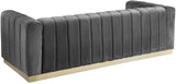 Marlon Velvet / Engineered Wood / Stainless Steel / Foam Contemporary Grey Velvet Sofa - 86.5" W x 34" D x 28" H