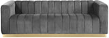 Marlon Velvet / Engineered Wood / Stainless Steel / Foam Contemporary Grey Velvet Sofa - 86.5" W x 34" D x 28" H