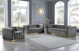 Marlon Velvet / Engineered Wood / Stainless Steel / Foam Contemporary Grey Velvet Sofa - 86.5" W x 34" D x 28" H