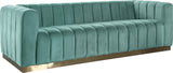 Marlon Velvet / Engineered Wood / Stainless Steel / Foam Contemporary Mint Velvet Sofa - 86.5" W x 34" D x 28" H