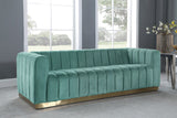 Marlon Velvet / Engineered Wood / Stainless Steel / Foam Contemporary Mint Velvet Sofa - 86.5" W x 34" D x 28" H