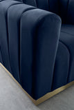 Marlon Velvet / Engineered Wood / Stainless Steel / Foam Contemporary Navy Velvet Chair - 38.5" W x 34" D x 28" H