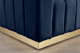Marlon Velvet / Engineered Wood / Stainless Steel / Foam Contemporary Navy Velvet Loveseat - 62.5" W x 34" D x 28" H