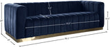 Marlon Velvet / Engineered Wood / Stainless Steel / Foam Contemporary Navy Velvet Sofa - 86.5" W x 34" D x 28" H