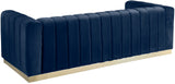 Marlon Velvet / Engineered Wood / Stainless Steel / Foam Contemporary Navy Velvet Sofa - 86.5" W x 34" D x 28" H