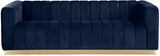 Marlon Velvet / Engineered Wood / Stainless Steel / Foam Contemporary Navy Velvet Sofa - 86.5" W x 34" D x 28" H