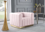 Marlon Velvet / Engineered Wood / Stainless Steel / Foam Contemporary Pink Velvet Chair - 38.5" W x 34" D x 28" H