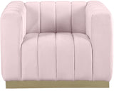 Marlon Velvet / Engineered Wood / Stainless Steel / Foam Contemporary Pink Velvet Chair - 38.5" W x 34" D x 28" H