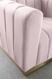 Marlon Velvet / Engineered Wood / Stainless Steel / Foam Contemporary Pink Velvet Chair - 38.5" W x 34" D x 28" H