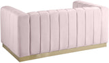 Marlon Velvet / Engineered Wood / Stainless Steel / Foam Contemporary Pink Velvet Loveseat - 62.5" W x 34" D x 28" H