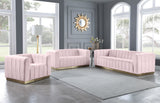 Marlon Velvet / Engineered Wood / Stainless Steel / Foam Contemporary Pink Velvet Loveseat - 62.5" W x 34" D x 28" H