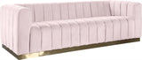 Marlon Velvet / Engineered Wood / Stainless Steel / Foam Contemporary Pink Velvet Sofa - 86.5" W x 34" D x 28" H