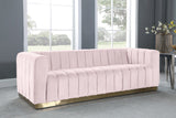 Marlon Velvet / Engineered Wood / Stainless Steel / Foam Contemporary Pink Velvet Sofa - 86.5" W x 34" D x 28" H