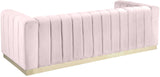 Marlon Velvet / Engineered Wood / Stainless Steel / Foam Contemporary Pink Velvet Sofa - 86.5" W x 34" D x 28" H