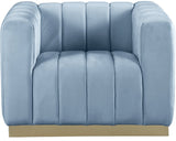 Marlon Velvet / Engineered Wood / Stainless Steel / Foam Contemporary Sky Blue Velvet Chair - 38.5" W x 34" D x 28" H