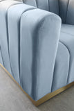 Marlon Velvet / Engineered Wood / Stainless Steel / Foam Contemporary Sky Blue Velvet Chair - 38.5" W x 34" D x 28" H