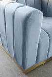 Marlon Velvet / Engineered Wood / Stainless Steel / Foam Contemporary Sky Blue Velvet Loveseat - 62.5" W x 34" D x 28" H
