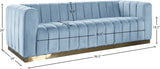 Marlon Velvet / Engineered Wood / Stainless Steel / Foam Contemporary Sky Blue Velvet Sofa - 86.5" W x 34" D x 28" H