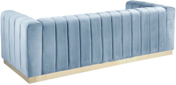 Marlon Velvet / Engineered Wood / Stainless Steel / Foam Contemporary Sky Blue Velvet Sofa - 86.5" W x 34" D x 28" H