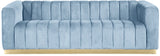 Marlon Velvet / Engineered Wood / Stainless Steel / Foam Contemporary Sky Blue Velvet Sofa - 86.5" W x 34" D x 28" H