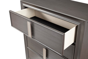 Alpine Furniture Lorraine 5 Drawer Chest, Dark Grey 8171-05 Dark Grey Pine & Poplar Solids with Mindy Veneer 36 x 17.5 x 53