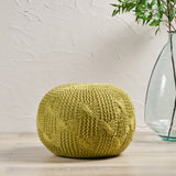 Deon Indoor Handcrafted Modern Fabric Weave Pouf, Lime Noble House