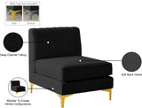 Alina Velvet / Engineered Wood / Metal / Foam Contemporary Black Velvet Armless Chair - 26" W x 33.5" D x 31" H