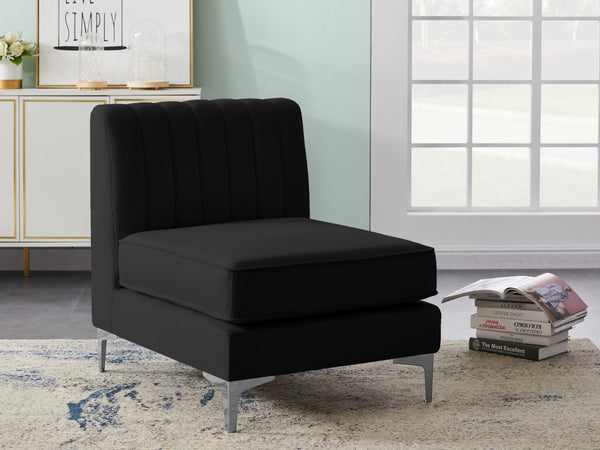 Alina Velvet / Engineered Wood / Metal / Foam Contemporary Black Velvet Armless Chair - 26" W x 33.5" D x 31" H