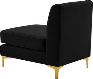 Alina Velvet / Engineered Wood / Metal / Foam Contemporary Black Velvet Armless Chair - 26" W x 33.5" D x 31" H