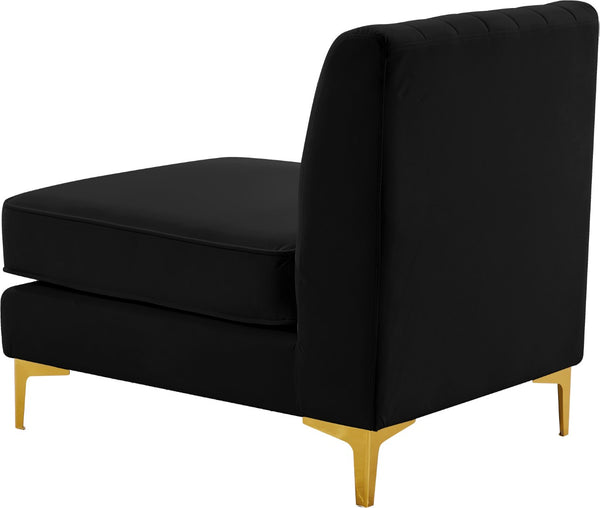 Alina Velvet / Engineered Wood / Metal / Foam Contemporary Black Velvet Armless Chair - 26" W x 33.5" D x 31" H