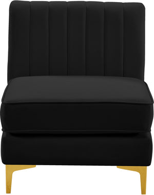 Alina Velvet / Engineered Wood / Metal / Foam Contemporary Black Velvet Armless Chair - 26" W x 33.5" D x 31" H