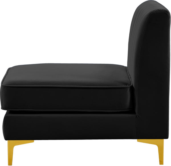 Alina Velvet / Engineered Wood / Metal / Foam Contemporary Black Velvet Armless Chair - 26" W x 33.5" D x 31" H