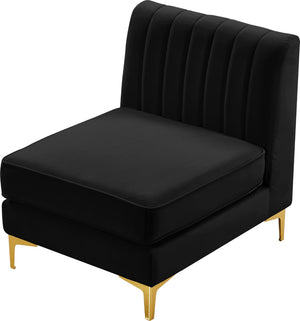 Alina Velvet / Engineered Wood / Metal / Foam Contemporary Black Velvet Armless Chair - 26" W x 33.5" D x 31" H