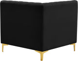 Alina Velvet / Engineered Wood / Metal / Foam Contemporary Black Velvet Corner Chair - 33.5" W x 33.5" D x 31" H