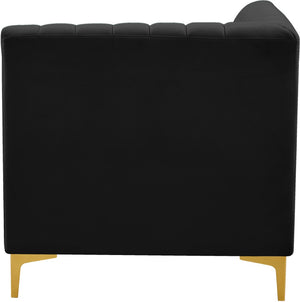 Alina Velvet / Engineered Wood / Metal / Foam Contemporary Black Velvet Corner Chair - 33.5" W x 33.5" D x 31" H